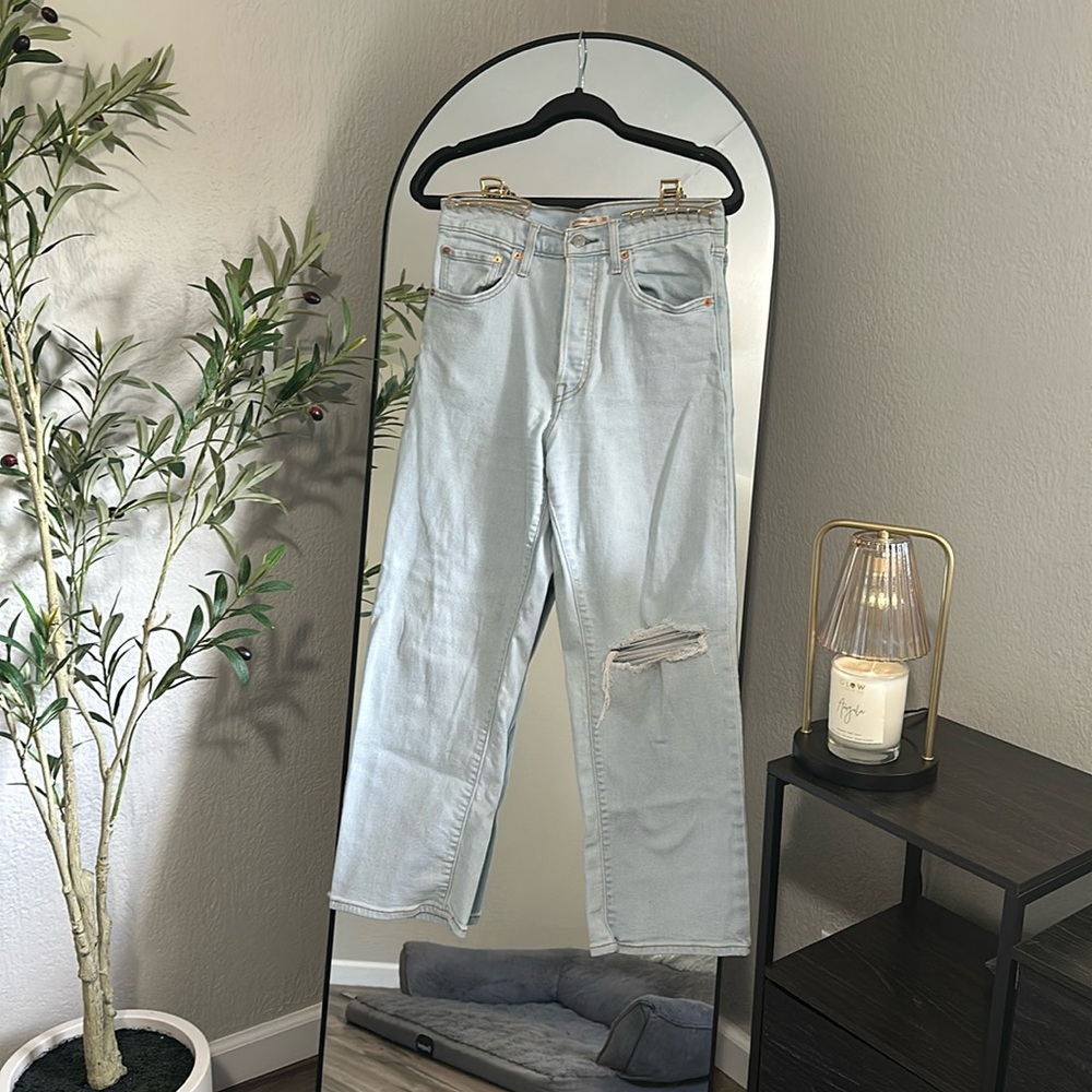 Levi Ribcage Straight Ankle Jeans, Light Wash
